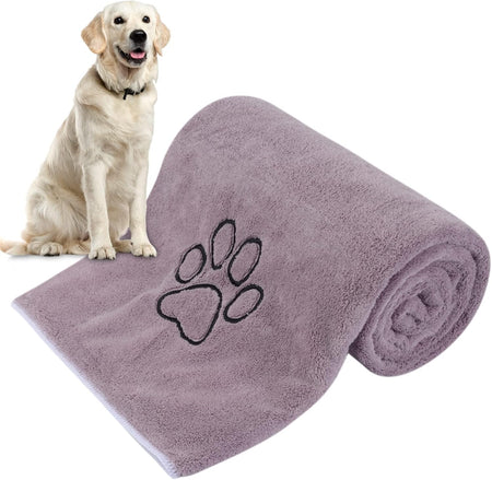 Dog Towel Super Absorbent Pet Bath Towel Microfiber Dog Drying Towel for Small, Medium, Large Dogs and Cats 30Inch X 50Inch Purple