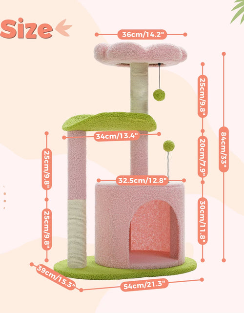 Load image into Gallery viewer, Cactus Cat Tree with Curved Perch Cozy Cat Condo Small Cat Tower with Removable Top Bed Cat Scratching Post for Indoor Cat Toys
