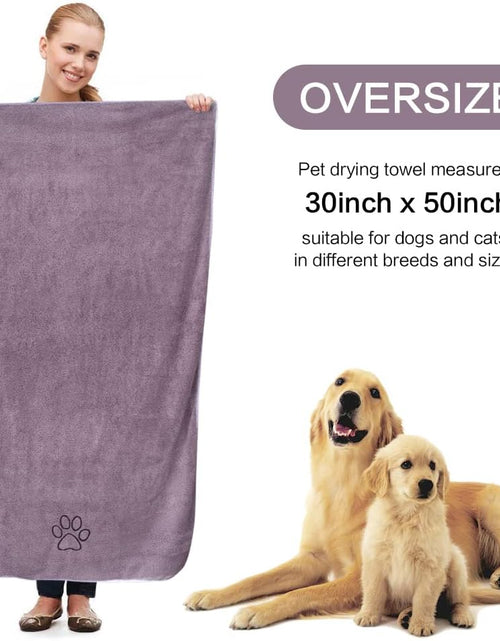 Load image into Gallery viewer, Dog Towel Super Absorbent Pet Bath Towel Microfiber Dog Drying Towel for Small, Medium, Large Dogs and Cats 30Inch X 50Inch Purple
