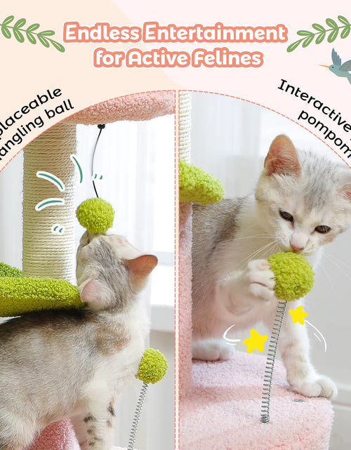 Load image into Gallery viewer, Cactus Cat Tree with Curved Perch Cozy Cat Condo Small Cat Tower with Removable Top Bed Cat Scratching Post for Indoor Cat Toys
