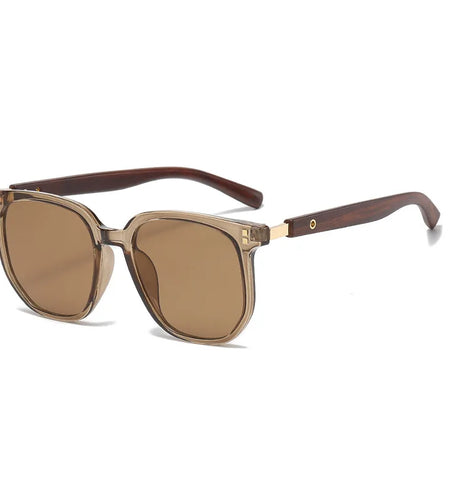 Vintage Square Frame Sunglasses for Women Men 2026 Trendy Retro Wood Grain Plastic Frame UV 400 Protection Eyepeice