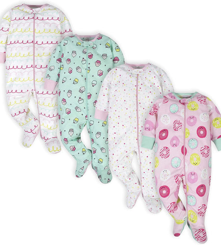 Baby-Girls 4-Pack Sleep 'N Play Footies Multi Pack